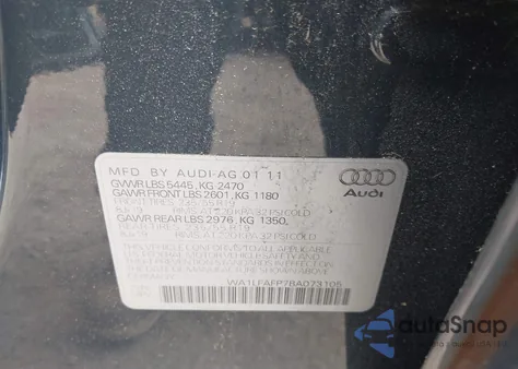 2011 Audi Q5 2.0T Premium z USA, uszkodzony, nr VIN WA1LFAFP7BA073105